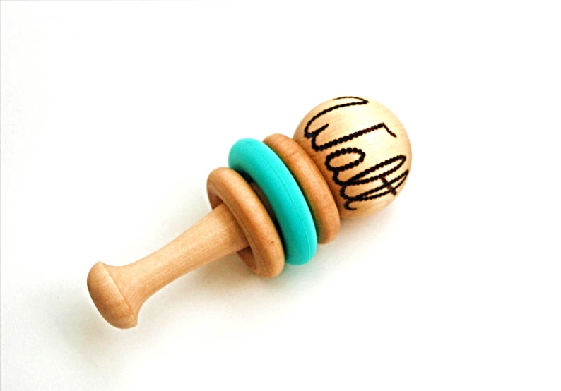 Wooden Baby Rattle Personalized New Baby Gift Waldorf Etsy