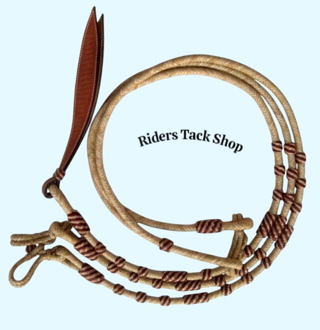 Handmade Rawhide Rope Handmade Rawhide Leather Romal Reins: Western Ranch Rope (9 Feet Long ...