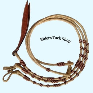 Rênes Romal en cuir brut tressé à la main : corde western ranch corde équestre noeuds baril