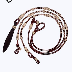 Rênes Romal tressées à la main en cuir brut : sellerie en cuir tressé avec boutons-pression usinés
