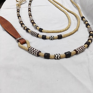 Rênes Romal en cuir brut tressées à la main : harnais d&#39;équitation western,