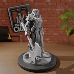 Orc Female Fighter Miniature: Dungeons and Dragons, Pathfinder TTRPG