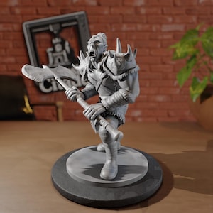 Resin Ork Barbar Miniature: D&D, Pathfinder TTRPG Figur
