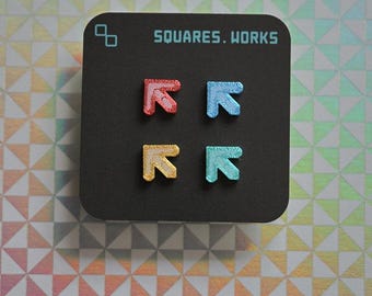 DDR Inspired Earrings | Marvelous Dance Arrow 4-Pack Hypo-Allergenic Earrings by SQUARES.WORKS | Dance Dance Revolution Style