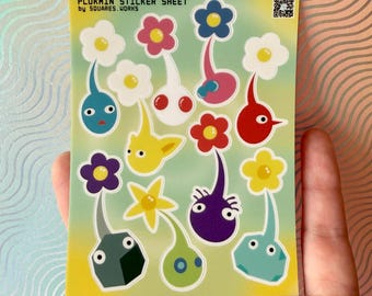 Foglio di adesivi Plukmin di SQUARES.WORKS - stile Pikmin