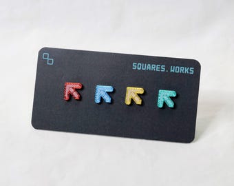 DDR Inspired Earrings | Marvelous Dance Arrow 4-Pack Hypo-Allergenic Earrings by SQUARES.WORKS | Dance Dance Revolution Style