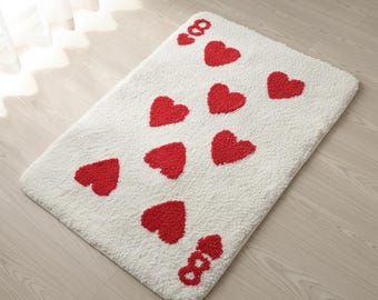 Heart Playing Card Rug: Funky Gamer Room Decor