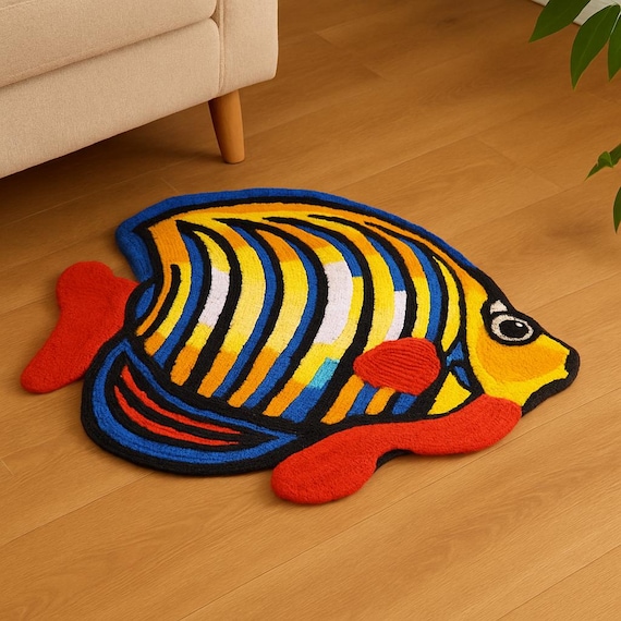 Tropical Fish Rug: Colorful Ocean Decor, Funky Area Mat