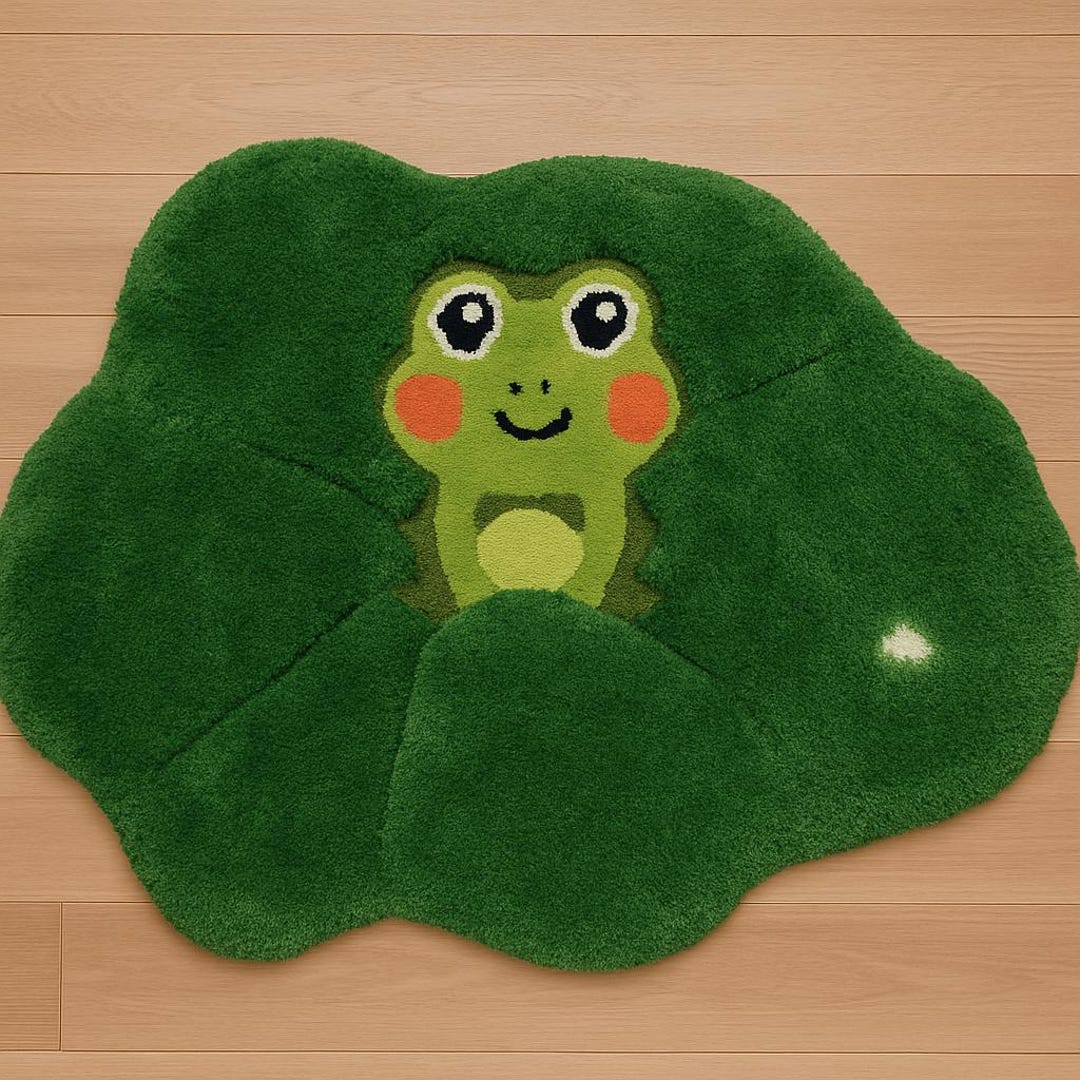 3D Frog Leaf Rug – Cute Cartoon Plush Mat for Kids Room, Nursery or ...