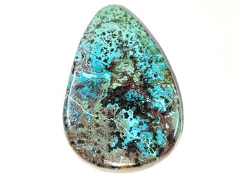 Cabochon poire azurite naturelle, fabrication de bijoux pendentifs (43x28x6 mm, 57 cts)