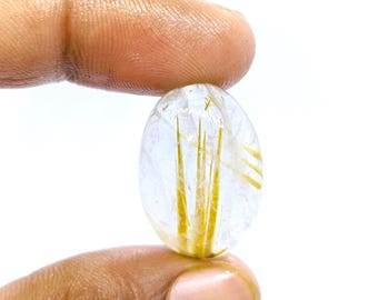 Classic Quality Natural Golden Rutile Gemstone Oval Shape Golden Rutile Quartz Loose gemstone  for making Jewelry 24X16X6 MM 20 Ct