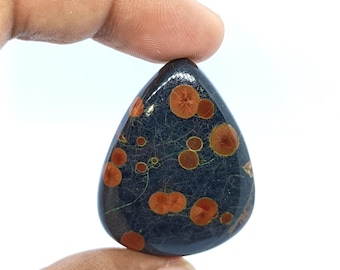 Jordnötsobsidian jaspis ädelsten, päron cabochon (38x30x6mm)