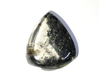 Pear Garden Quartz Cabochon, Natural Lodolite Crystal Gemstone (28x24x10mm)