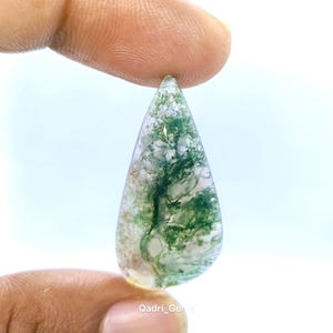 HIGH Quality 100% Natural Moss Agate Gemstone pear Shape Green Moss Agate Cabochon Loose Gemstone For Making Jewelry 31X15X5 MM 14 Cts