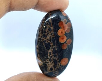 Jordnötsobsidian jaspis ädelsten, oval cabochon (43x24x6mm)