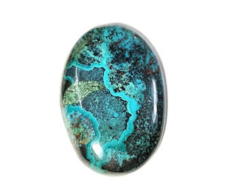 Cabochon en pierre précieuse d'azurite naturelle, pendentif en cristal ovale (34 x 23 x 6 mm, 47 cts)