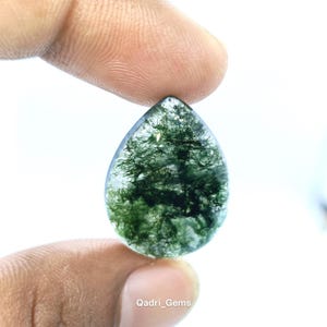 Amazing Quality 100% Natural Moss Agate Gemstone Pear Shape Green Moss Agate Cabochon Loose Gemstone For Making Jewelry 23X17X5 MM 14 Cts