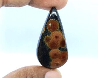 Jordnötsobsidian jaspis ädelsten, päron cabochon (38x20x6 mm)