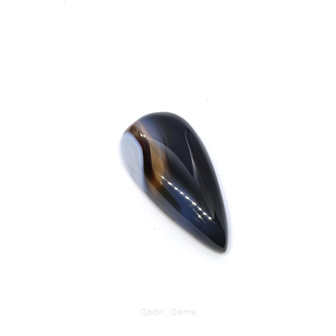 Banded Agate Gemstone Pear Shape Natural Banded Agate Cabochon Loose ...
