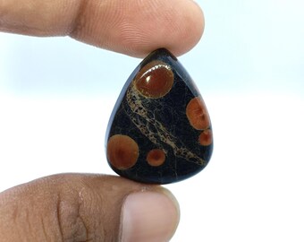Peanut Obsidian Jasper Ädelsten, Pear Cabochon, 19 Cts