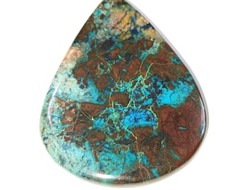 Cabochon poire azurite, pendentif en pierres précieuses naturelles (51x40x5 mm, 87 Cts)
