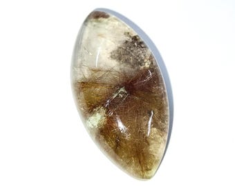 Garden Quartz Cabochon, Marquise Lodolite Crystal (38X19X10 MM)