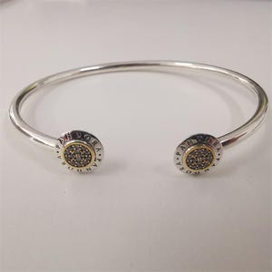 pandora s925 silver cz signature cuff bangle