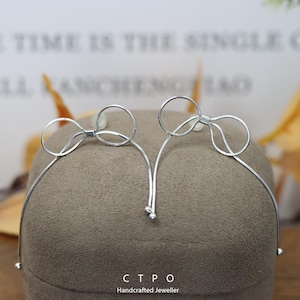 S925 sterling silver bow shape earrings earrings female small delicate