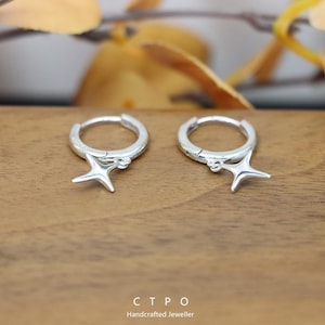 925 Sterling Silver Quadruple Mango Dangle Earring Clip Star Earrings