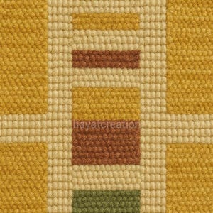 Handwoven Wool Area Rug 5x8 ft: Yellow Geometric Modern Decor