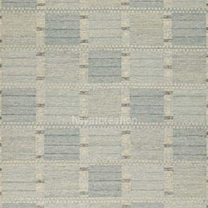 Swedish Marianne Richter Inspired Kilim Rug – Handwoven Wool Area Rug in Blue Beige | Scandinavian Modern Geometric Flatweave Carpet
