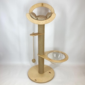 A stylish cat tree with scratching post and bed Modern cat furniture that keeps your pet happy and your space beautiful