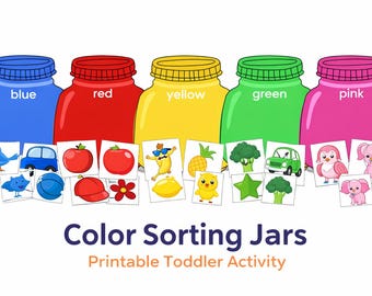 Color Sorting Jars Printable, Montessori Toddler Game (Digital Download)