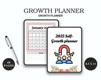 Self Growth Planner: Personal Development Journal (Printable PDF & Digital Download