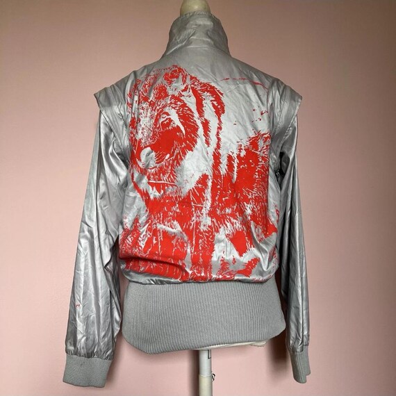 Wolf Print Jacket Detachable Sleeves Gilet Bodywarmer Anorak