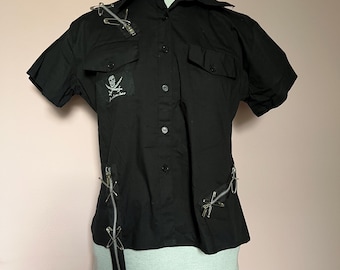 Reworked Black Tank Top With Chains and Safety Pins - Etsy
