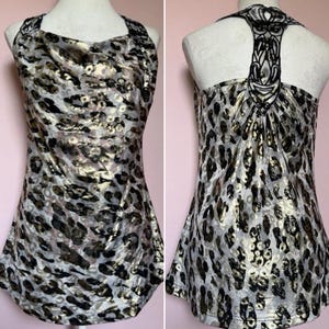 Racer back tunic top Glitter Leopard micro dress Y2K | Small UK8 US4 | Fame Will Come Later noughties indie sleaze alternative rave