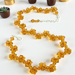 Women&#39;s Necklace Interwoven Geometric Yellow Topaz Crystal Austrian Necklace Special Occasion Formal Wear Elegant Jewelry Statement Piece