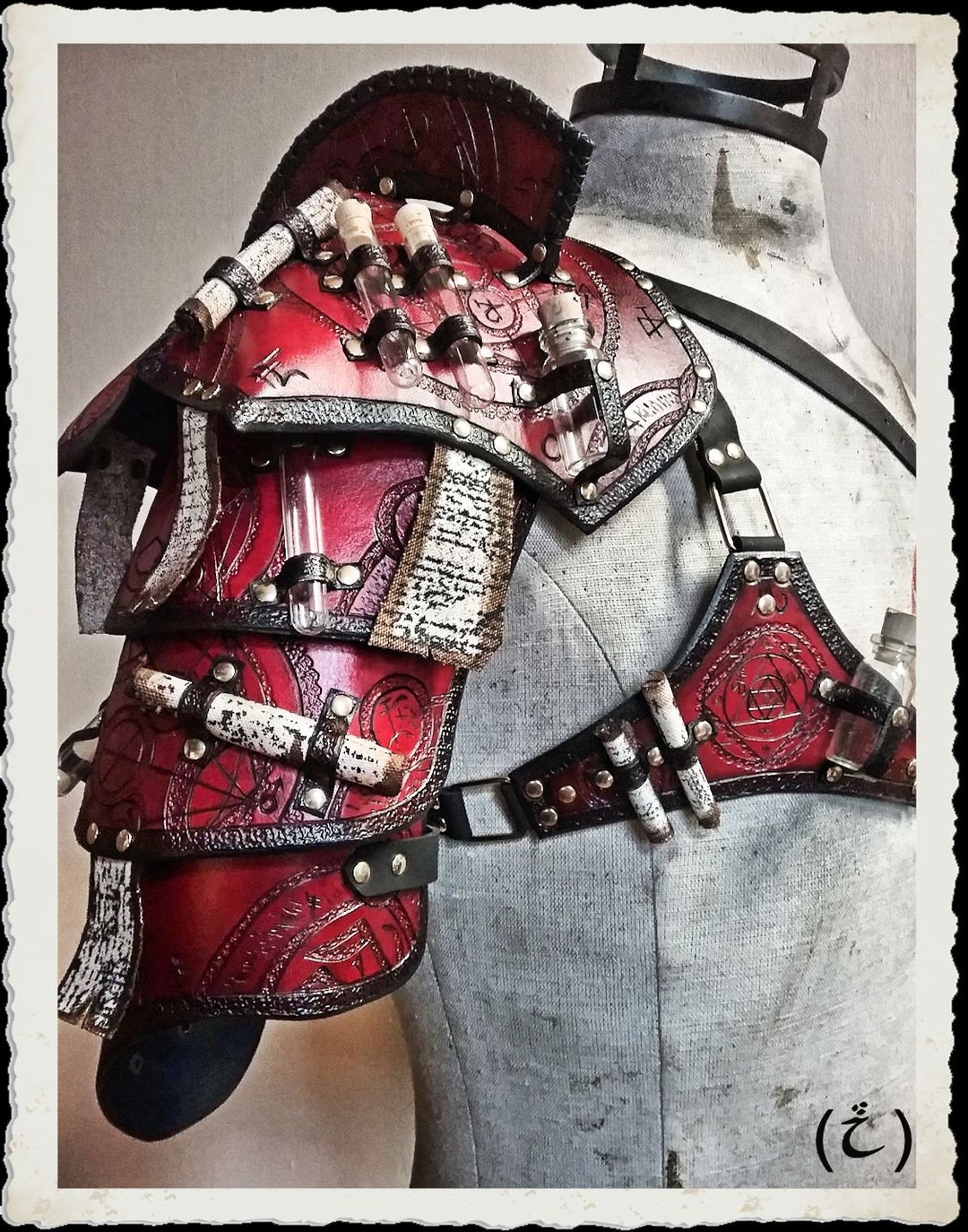 Leather Shoulder Armor - Alchemist - Red - - Etsy