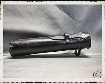 Black Leather Scroll Case / Holster
