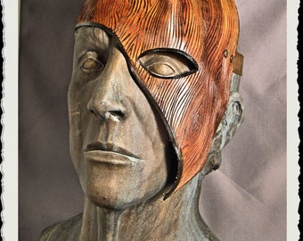 Wooden leather half mask