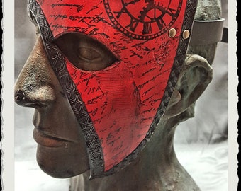 Red leather half mask - Memoria -