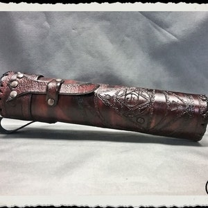 Brown Leather Scroll Case / Holster / Tube - Alchemist