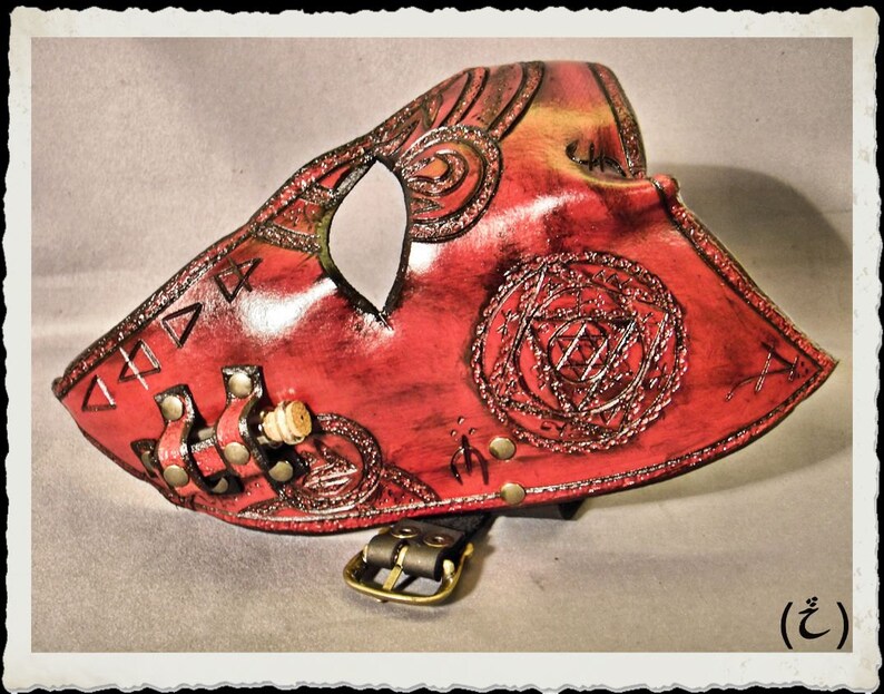 Red leather half mask Alchemist image 5