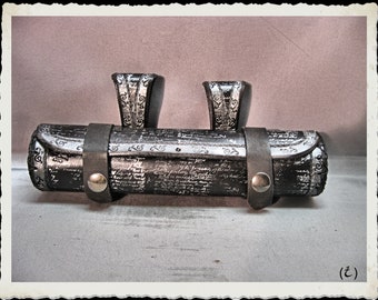 Leather scroll case / holster / tube - Whispers - Black -