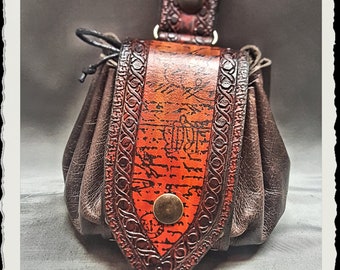 Leather coin pouch / belt bag / dice bag - Tempus -