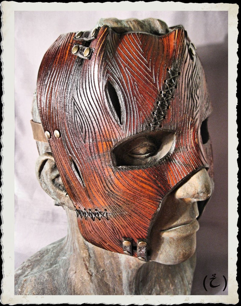 Wooden leather mask image 3