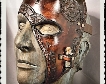 Brown leather half mask - Alchemist -