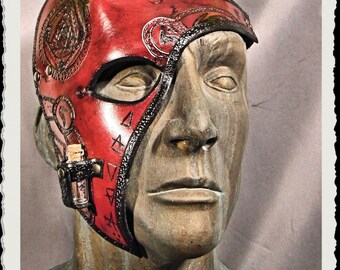 Red leather half mask - Alchemist -