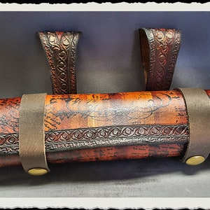 Custodia in pelle per rotolo / fondina / tubo - Tempus - Tan -